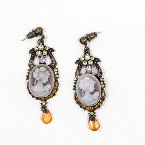 Victorian Inspired Multicolored Cameo Teardrop Earrings